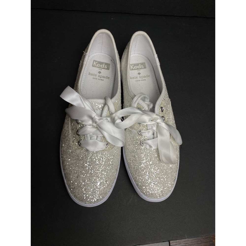 Keds x Kate Spade New York Champion Glitter Sneakers Silver Women's 6 WF57835 - Picture 2 of 9